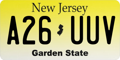 NJ license plate A26UUV
