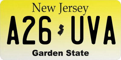 NJ license plate A26UVA