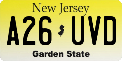 NJ license plate A26UVD