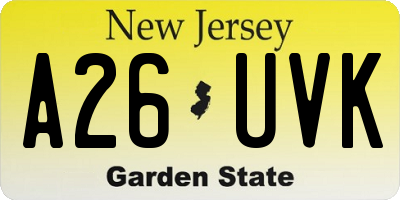 NJ license plate A26UVK