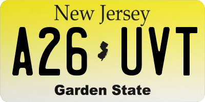 NJ license plate A26UVT