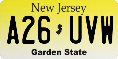 NJ license plate A26UVW