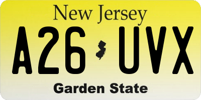 NJ license plate A26UVX