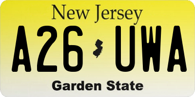 NJ license plate A26UWA