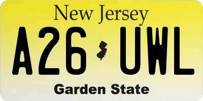 NJ license plate A26UWL