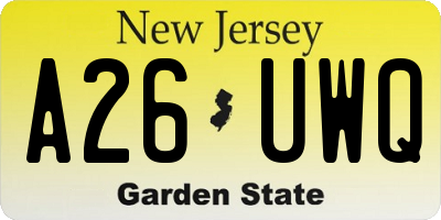 NJ license plate A26UWQ