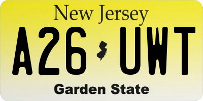 NJ license plate A26UWT