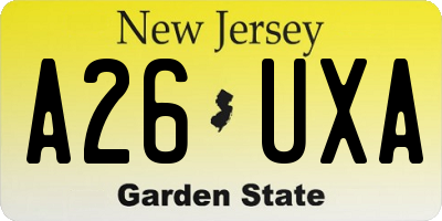 NJ license plate A26UXA