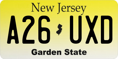 NJ license plate A26UXD