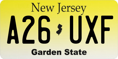 NJ license plate A26UXF