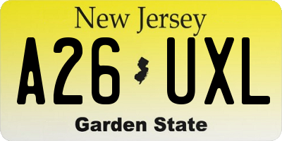 NJ license plate A26UXL