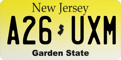 NJ license plate A26UXM
