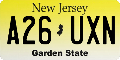 NJ license plate A26UXN