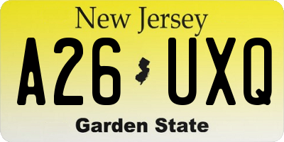 NJ license plate A26UXQ