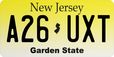 NJ license plate A26UXT