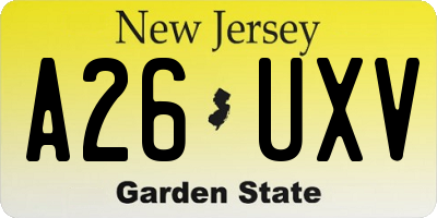 NJ license plate A26UXV
