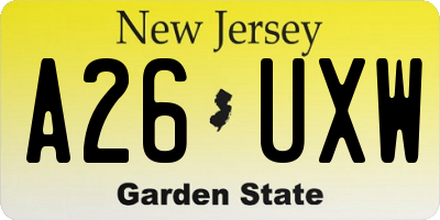 NJ license plate A26UXW