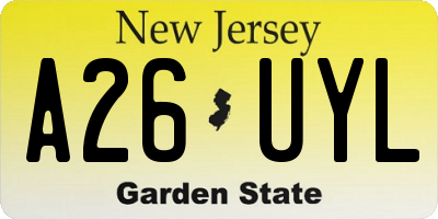 NJ license plate A26UYL