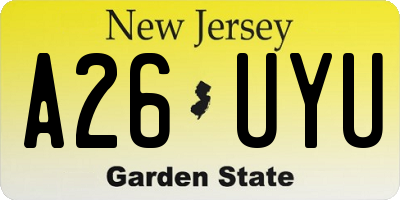 NJ license plate A26UYU