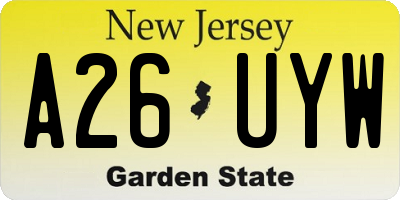NJ license plate A26UYW