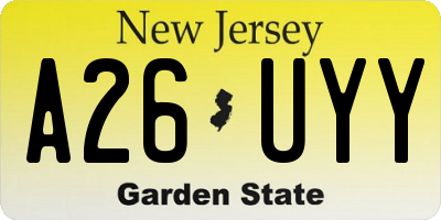 NJ license plate A26UYY