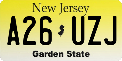 NJ license plate A26UZJ