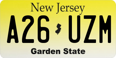 NJ license plate A26UZM