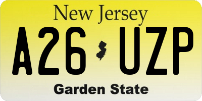NJ license plate A26UZP