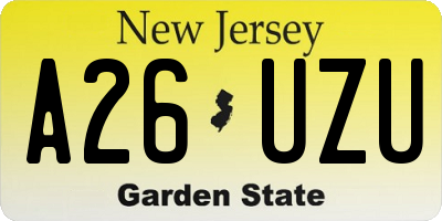 NJ license plate A26UZU