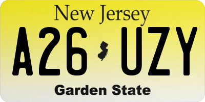 NJ license plate A26UZY