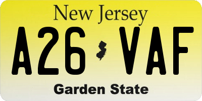NJ license plate A26VAF