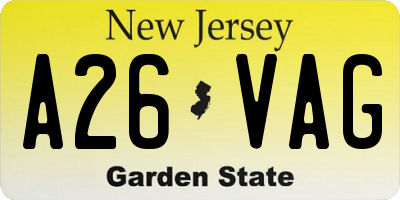 NJ license plate A26VAG