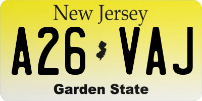 NJ license plate A26VAJ