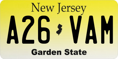NJ license plate A26VAM