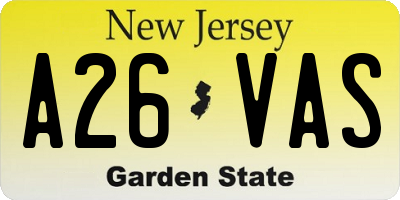 NJ license plate A26VAS