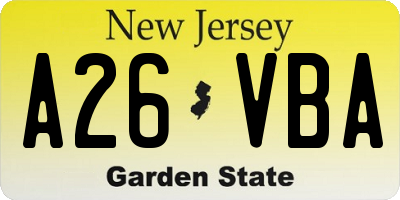 NJ license plate A26VBA