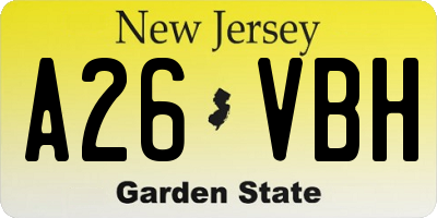 NJ license plate A26VBH