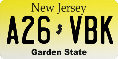 NJ license plate A26VBK