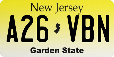 NJ license plate A26VBN