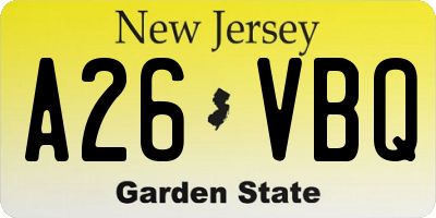 NJ license plate A26VBQ