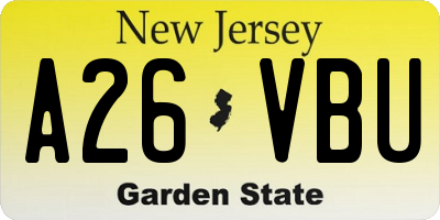 NJ license plate A26VBU