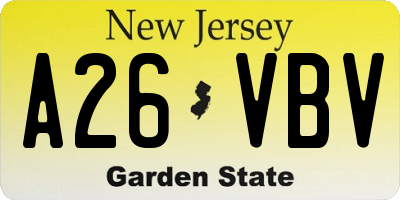 NJ license plate A26VBV