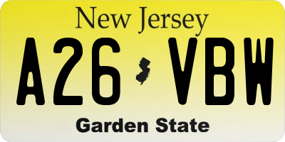 NJ license plate A26VBW