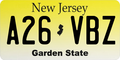 NJ license plate A26VBZ