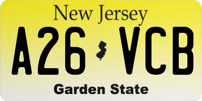 NJ license plate A26VCB