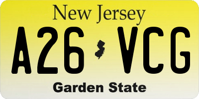 NJ license plate A26VCG