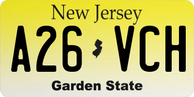 NJ license plate A26VCH