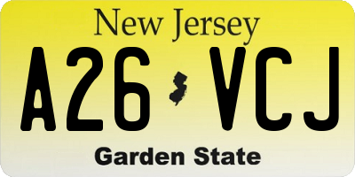 NJ license plate A26VCJ
