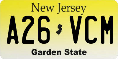 NJ license plate A26VCM