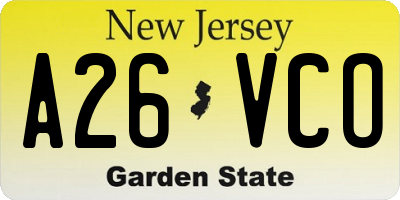 NJ license plate A26VCO